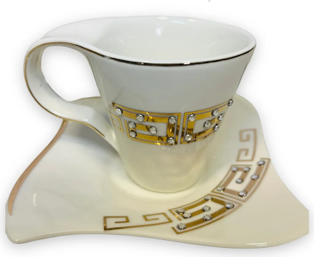 12-teiliges Medusa Mäander Kaffeeservice Mit Goldschliff Kaffeetassen Für 6 Personen 6 Tassen + 6 Untertassen Weiß-Gold Genießen Servieren Kaffee 4 12-teiliges Medusa Mäander Kaffeeservice Mit Goldschliff Kaffeetassen Für 6 Personen 6 Tassen + 6 Untertassen Weiß-Gold Genießen Servieren Kaffee – Bild 2