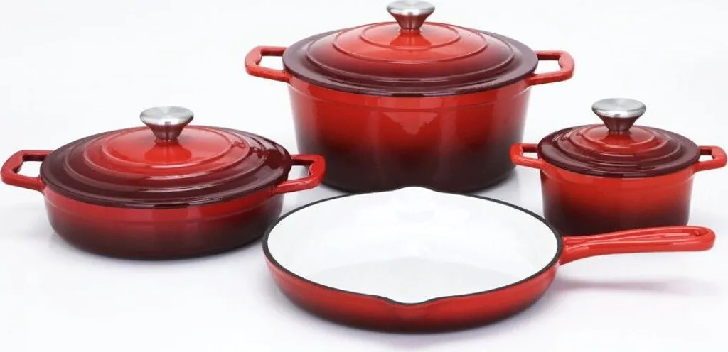 Carl Schmidt Sohn 7-tlg. Gusseisen Kochtopf-Set XANTEN 067489 Rot 4 Carl Schmidt Sohn 7-tlg. Gusseisen Kochtopf-Set XANTEN 067489 Rot – Bild 2