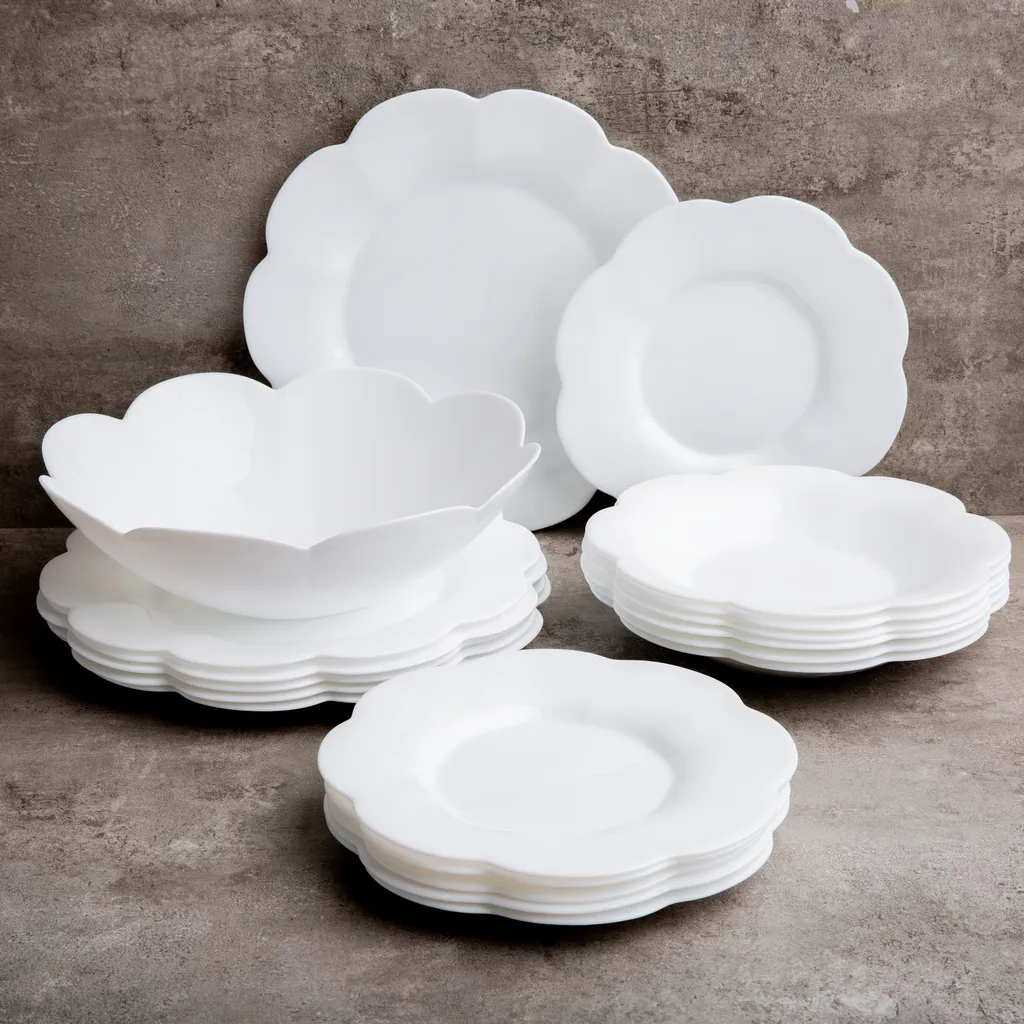 Tafelservice Flore 19 Tlg. Weiß LUMINARC 4 Tafelservice Flore 19 Tlg. Weiß LUMINARC – Bild 2