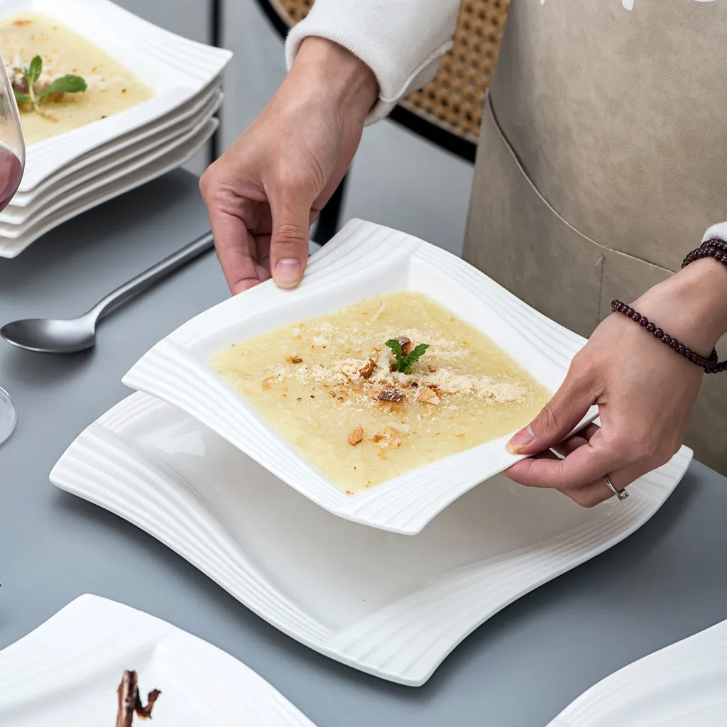 MALACASA, Serie Amparo, Porzellan Tafelservice 24 Tlg. Kombiservice 12 Speiseteller Und 12 Suppenteller Für 12 Personen 5 MALACASA, Serie Amparo, Porzellan Tafelservice 24 Tlg. Kombiservice 12 Speiseteller Und 12 Suppenteller Für 12 Personen – Bild 3