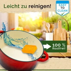 Funkenflug® Gusseisen Topf Brot Backen 4,7 Liter In Rot [Induktionsgeeignet] Inkl. Rezeptbuch - Für Einzigartigen Brotgenuss - Auch Als Schmortopf Einsetzbar - Gusseisen Emaille Topf - Bräter Gusseisen -Küchenutensilien 34f1ed2d26751f95df0aa3cbc92fce9a