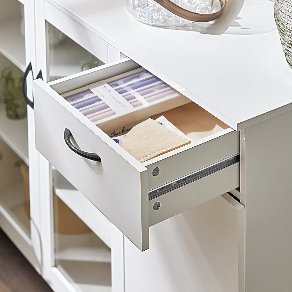 SoBuy FSB57-W Sideboard Auf Rollen Küchenwagen Küchenschrank Rollwagen Aufbewahrungsschrank Küchekommode Küchentrolley Weiß BHT Ca.: 116x86x40cm 8 SoBuy FSB57-W Sideboard Auf Rollen Küchenwagen Küchenschrank Rollwagen Aufbewahrungsschrank Küchekommode Küchentrolley Weiß BHT Ca.: 116x86x40cm – Bild 6