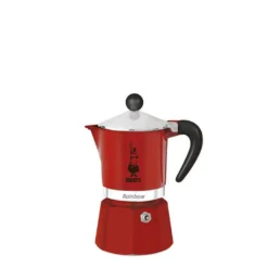 Bialetti Rainbow, Italienische Espresso-Kaffeemaschine, Aluminium, 3 Tassen, Rot