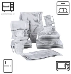 MALACASA, Serie Flora, 32 Tlg. Marmor Porzellan Geschirrset Kombiservice Tafelservice Mit 6 Schalen, 6 Dessertteller, 6 Suppenteller, 6 Speiseteller, 6 Becher Und 2 Rechteckige Servierplatte 21 MALACASA, Serie Flora, 32 Tlg. Marmor Porzellan Geschirrset Kombiservice Tafelservice Mit 6 Schalen, 6 Dessertteller, 6 Suppenteller, 6 Speiseteller, 6 Becher Und 2 Rechteckige Servierplatte -Küchenutensilien 3ec9c278c9612da885c6aa818e1e681a