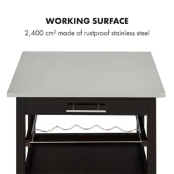 Klarstein Vermont - Küchenwagen, Servierwagen, Küchenrollwagen, 4 Etagen, DREI Ablagen, Herausnehmbare Schublade, Flaschenablage, Edelstahl-Arbeitsplatte, Echtholz, Rollen, Dunkelbraun 15 Klarstein Vermont - Küchenwagen, Servierwagen, Küchenrollwagen, 4 Etagen, DREI Ablagen, Herausnehmbare Schublade, Flaschenablage, Edelstahl-Arbeitsplatte, Echtholz, Rollen, Dunkelbraun -Küchenutensilien 3eea75b692ed2d124a527c0e3910a403