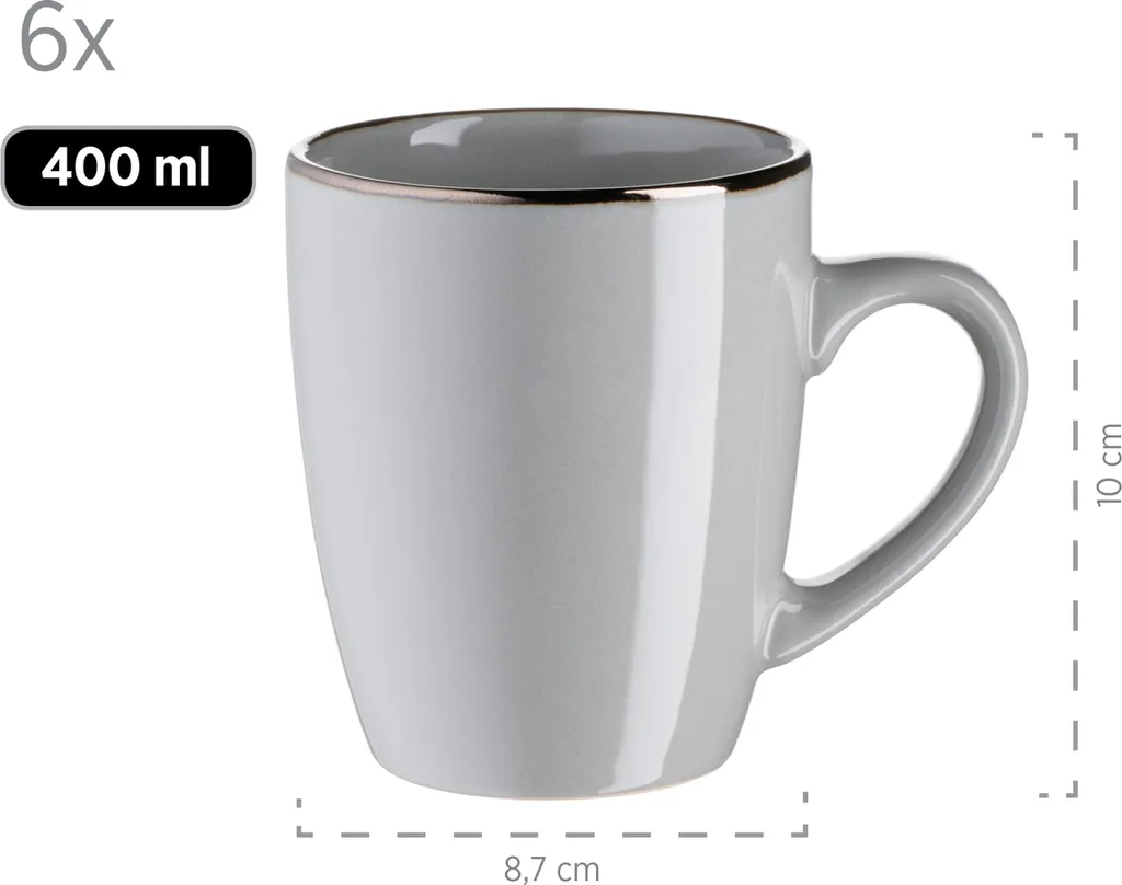 Mäser 931628 Kombiservice Metallic RIM Für 6 Personen, Steinzeug, Grau (1 Set, 24-teilig) 6 Mäser 931628 Kombiservice Metallic RIM Für 6 Personen, Steinzeug, Grau (1 Set, 24-teilig) – Bild 4