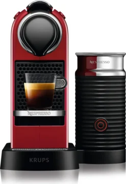 Krups XN7615.19 Nespresso Citiz & Milk Kaffeekapselmaschine (1260 Watt, Wassertankkapazität: 1l, Pumpendruck: 19 Bar) Rot