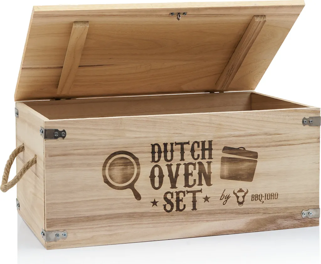 BBQ-Toro 10-teiliges Dutch Oven Set In Holzkiste Mit Waffeleisen, Stieltopf, Grillpfanne Und Mehr 5 BBQ-Toro 10-teiliges Dutch Oven Set In Holzkiste Mit Waffeleisen, Stieltopf, Grillpfanne Und Mehr – Bild 3