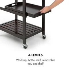 Klarstein Vermont - Küchenwagen, Servierwagen, Küchenrollwagen, 4 Etagen, DREI Ablagen, Herausnehmbare Schublade, Flaschenablage, Edelstahl-Arbeitsplatte, Echtholz, Rollen, Dunkelbraun 14 Klarstein Vermont - Küchenwagen, Servierwagen, Küchenrollwagen, 4 Etagen, DREI Ablagen, Herausnehmbare Schublade, Flaschenablage, Edelstahl-Arbeitsplatte, Echtholz, Rollen, Dunkelbraun -Küchenutensilien 5a75e7aad007cae3c16ad2259e8a7e91