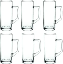 Borgonovo 12002620 Reno Bierseidel, Bierkrug, Bierglas, 645ml, Mit Füllstrich Bei 0,5l, Glas, Transparent, 6 Stück -Küchenutensilien 5fbe9e38a9ed30fd23e03201fe0c0089