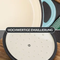 Gusseisen Topf Brot Backen 24 Cm - 3,5 L Schmortopf Gusseisen Emailliert Zum Schmoren, Backen Und Braten - Brotbacktopf Mit Deckel Induktion - (3,5 L, Blau) -Küchenutensilien 649f781b954a052a1bb6c444bfaee7b0