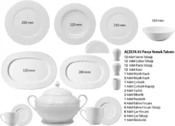 Kütahya Porselen 83 Teilig Acelya Tafelservice Porzellan Essservice 12 Personen -Küchenutensilien 6f4e7cf5e32b5a14fc107cbb8cb28f1f