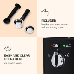 Klarstein Passionata 20 - Espressomaschine, Espresso-Automat, Kaffee-Maschine, 1350 Watt, 1,25 Liter, Automatischer Druckablass, Inkl. Milchschaum Düse Für Zubereitung Von Cappuccino, Schwarz 14 Klarstein Passionata 20 - Espressomaschine, Espresso-Automat, Kaffee-Maschine, 1350 Watt, 1,25 Liter, Automatischer Druckablass, Inkl. Milchschaum Düse Für Zubereitung Von Cappuccino, Schwarz -Küchenutensilien 75df4baa507fcd3ba667109a972b73c2