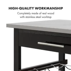 Klarstein Vermont - Küchenwagen, Servierwagen, Küchenrollwagen, 4 Etagen, DREI Ablagen, Herausnehmbare Schublade, Flaschenablage, Edelstahl-Arbeitsplatte, Echtholz, Rollen, Dunkelbraun 13 Klarstein Vermont - Küchenwagen, Servierwagen, Küchenrollwagen, 4 Etagen, DREI Ablagen, Herausnehmbare Schublade, Flaschenablage, Edelstahl-Arbeitsplatte, Echtholz, Rollen, Dunkelbraun -Küchenutensilien 78c32a584ad3433c909388af3c0a469b