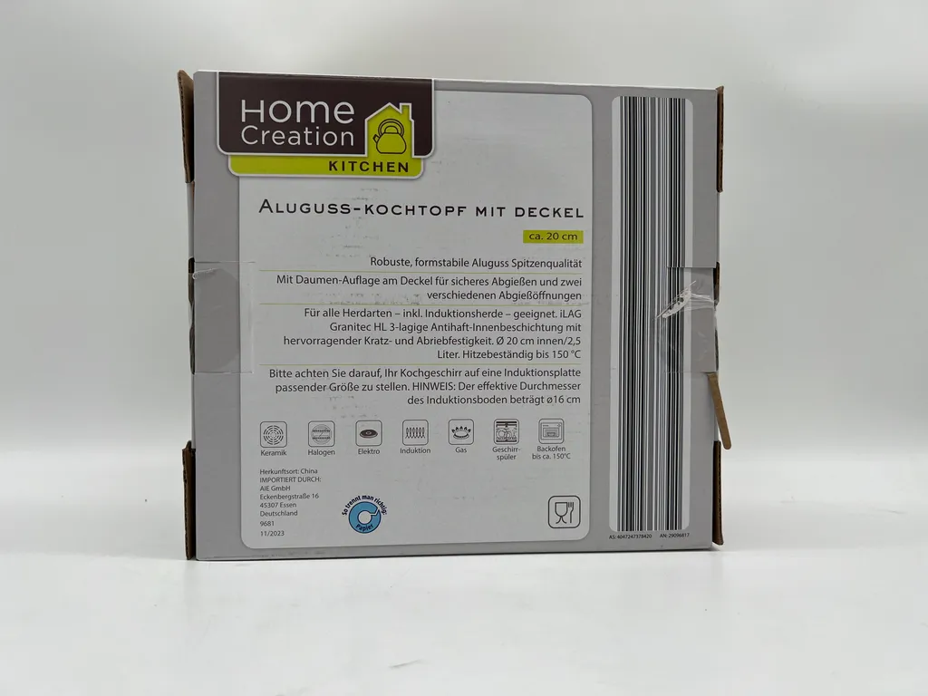 Home Creation Aluguss Topf Kochtopf Deckel Induktion 20 Cm 2,5 Liter 4 Home Creation Aluguss Topf Kochtopf Deckel Induktion 20 Cm 2,5 Liter – Bild 2