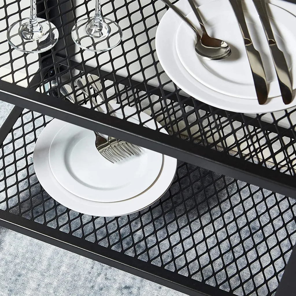 Meerveil Retro Servierwagen, 3 Ebenen Küchenwagen, Rollwagen Auf 4 Rollen, Küchenregal Aus Holz Und Metall, Für Küche Und Wohnzimmer, Vintagebraun-schwarz 8 Meerveil Retro Servierwagen, 3 Ebenen Küchenwagen, Rollwagen Auf 4 Rollen, Küchenregal Aus Holz Und Metall, Für Küche Und Wohnzimmer, Vintagebraun-schwarz – Bild 6