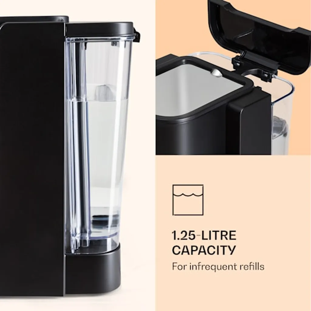 Klarstein Passionata 20 - Espressomaschine, Espresso-Automat, Kaffee-Maschine, 1350 Watt, 1,25 Liter, Automatischer Druckablass, Inkl. Milchschaum Düse Für Zubereitung Von Cappuccino, Schwarz 7 Klarstein Passionata 20 - Espressomaschine, Espresso-Automat, Kaffee-Maschine, 1350 Watt, 1,25 Liter, Automatischer Druckablass, Inkl. Milchschaum Düse Für Zubereitung Von Cappuccino, Schwarz – Bild 5