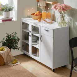 SoBuy FSB57-W Sideboard Auf Rollen Küchenwagen Küchenschrank Rollwagen Aufbewahrungsschrank Küchekommode Küchentrolley Weiß BHT Ca.: 116x86x40cm 13 SoBuy FSB57-W Sideboard Auf Rollen Küchenwagen Küchenschrank Rollwagen Aufbewahrungsschrank Küchekommode Küchentrolley Weiß BHT Ca.: 116x86x40cm -Küchenutensilien 8c3fbace4209fc658ab33430b1d46f6c