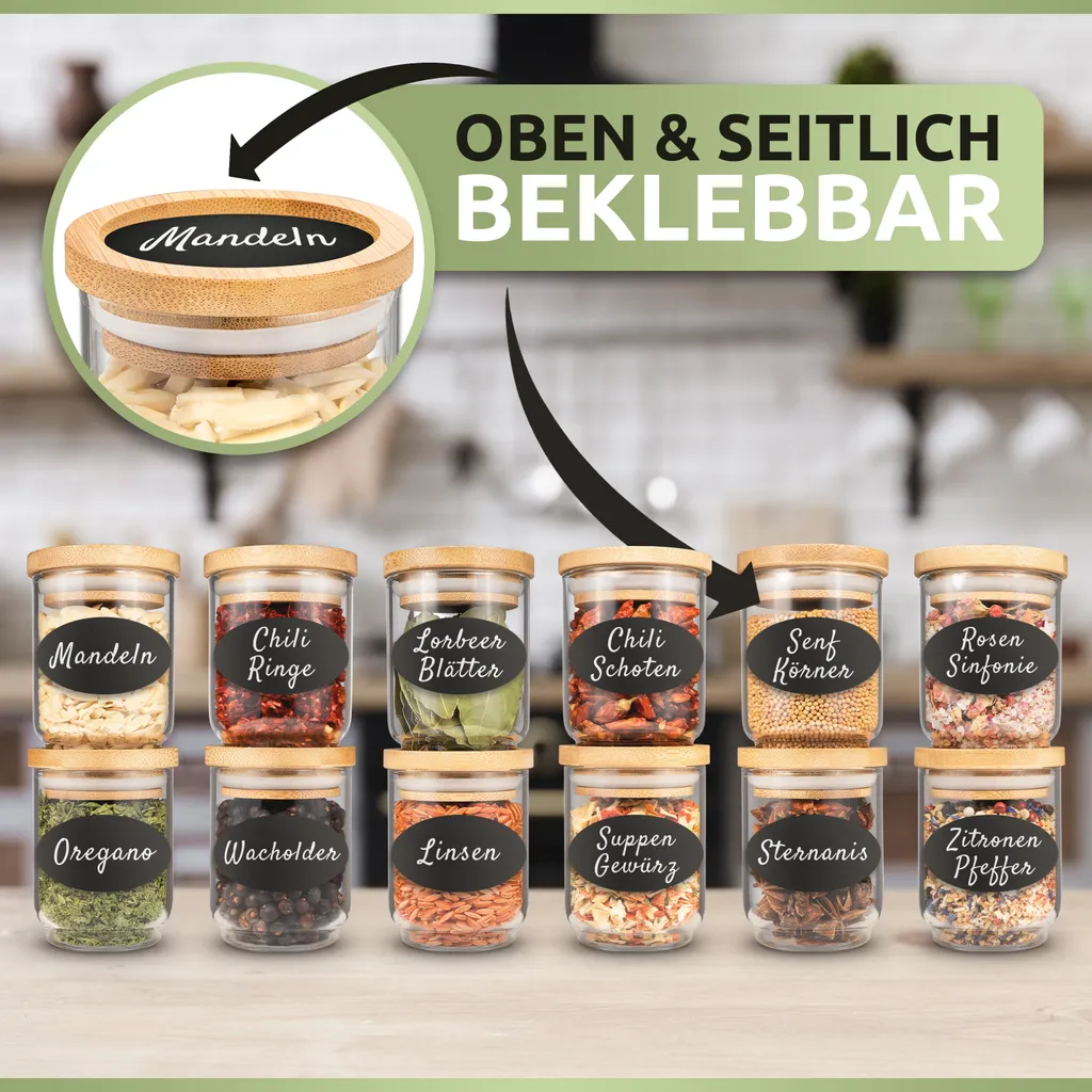 PORADA 12 Stapelbare Gewürzgläser Set 150ml Glasbehälter Mit Deckel Aufbewahrung Küche Gewürzdosen Vorratsdosen Glas Mit Deckel Aufbewahrungsgläser Küchenorganisation Aufbewahrung… 6 PORADA 12 Stapelbare Gewürzgläser Set 150ml Glasbehälter Mit Deckel Aufbewahrung Küche Gewürzdosen Vorratsdosen Glas Mit Deckel Aufbewahrungsgläser Küchenorganisation Aufbewahrung… – Bild 4