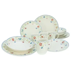 CreaTable 22910 Kombiservice Frida Für 4 Personen, Steingut, Mehrfarbig (1 Set, 16-teilig)