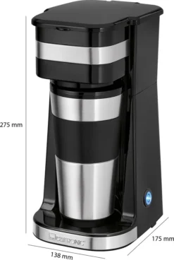 Clatronic KA 3733 Kaffeemaschine Für Coffee To Go, Inkl. 0,4 Liter Kaffeebecher Aus Edelstahl, Ideal Für Auto, Büro Und Unterwegs, Schwarz -Küchenutensilien 91a4d40255711d8b3d73ed2d55d6637e