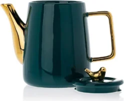 HowHomely Kaffeeservice Keramik 4 Personen - Teeservice 10-tlg. - Grün-Gold -Küchenutensilien 9753c14189b64e28cac2a2a338f9e9f9