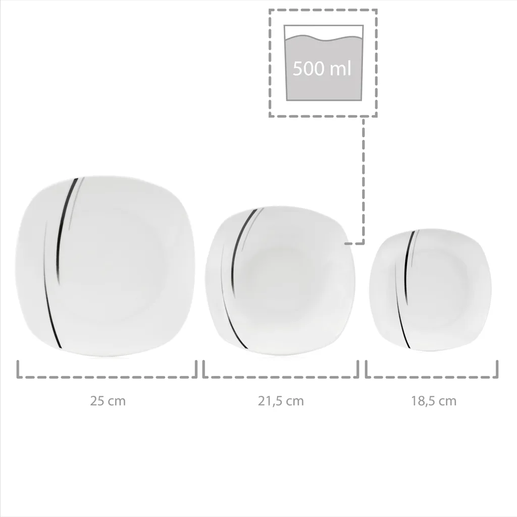 Sänger SÄNGER Porzellan Geschirrset Bilgola Black Lines, Tafelservice 18 Teilig Für 6 Personen 5 Sänger SÄNGER Porzellan Geschirrset Bilgola Black Lines, Tafelservice 18 Teilig Für 6 Personen – Bild 3