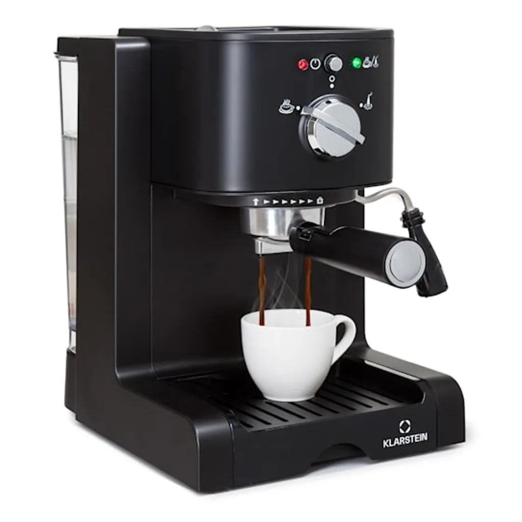 Klarstein Passionata 20 - Espressomaschine, Espresso-Automat, Kaffee-Maschine, 1350 Watt, 1,25 Liter, Automatischer Druckablass, Inkl. Milchschaum Düse Für Zubereitung Von Cappuccino, Schwarz 3 Klarstein Passionata 20 - Espressomaschine, Espresso-Automat, Kaffee-Maschine, 1350 Watt, 1,25 Liter, Automatischer Druckablass, Inkl. Milchschaum Düse Für Zubereitung Von Cappuccino, Schwarz