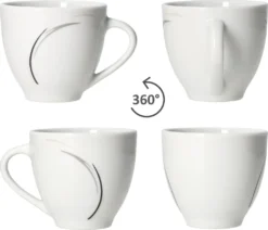 Van Well 18tlg. Kaffee-Service Home Für 6 Personen I 6x Tasse 180ml, 6x Untertasse + 6x Kuchenteller I Porzellan-Geschirr Mit Streifen In Grau, Schwarz & Creme I Kaffeepott, Dessert-Teller -Küchenutensilien 9d0242c16a7ce12d1c903bb9532f36e9