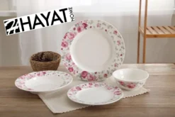 Hayat Tafelservice 24 Tlg Blumenmuster Ess-Service Tafelservice Dinner Tellerset "Rosarium"