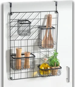KESPER Wand-Organizer Mit 4 Variabel Einhängbaren Körben, Metall, Maße: 46x12x60 Cm, 27850