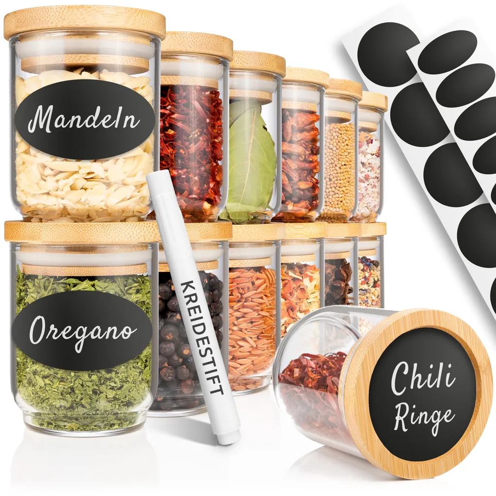 PORADA 12 Stapelbare Gewürzgläser Set 150ml Glasbehälter Mit Deckel Aufbewahrung Küche Gewürzdosen Vorratsdosen Glas Mit Deckel Aufbewahrungsgläser Küchenorganisation Aufbewahrung… 3 PORADA 12 Stapelbare Gewürzgläser Set 150ml Glasbehälter Mit Deckel Aufbewahrung Küche Gewürzdosen Vorratsdosen Glas Mit Deckel Aufbewahrungsgläser Küchenorganisation Aufbewahrung…