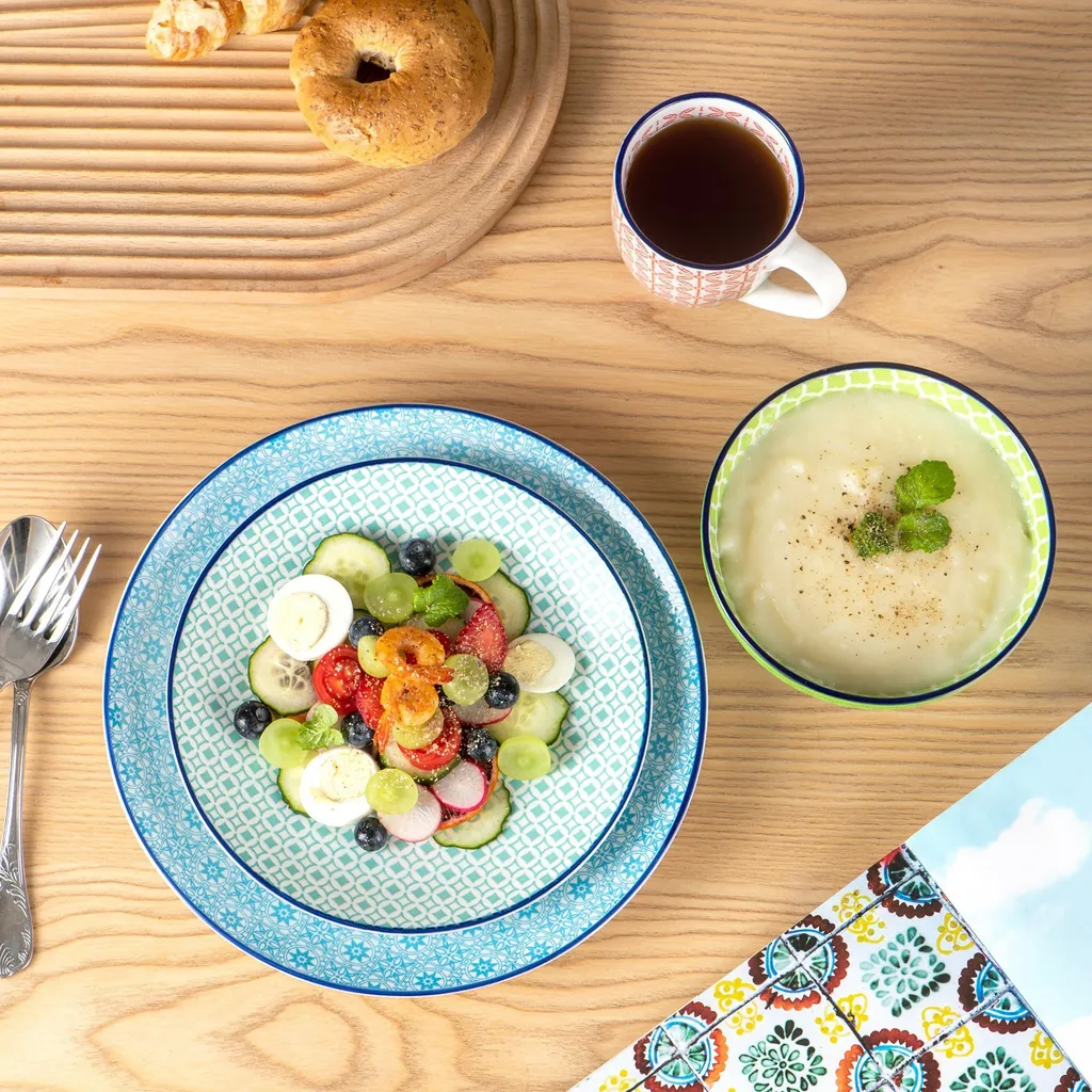 Vancasso Macaron Porzellan Kombiservice, 16 Teilig Geschirrset, Mit Je 4 Speiseteller, Dessertteller, Müslischalen Und Kaffeebecher Für 4 Personen 6 Vancasso Macaron Porzellan Kombiservice, 16 Teilig Geschirrset, Mit Je 4 Speiseteller, Dessertteller, Müslischalen Und Kaffeebecher Für 4 Personen – Bild 4