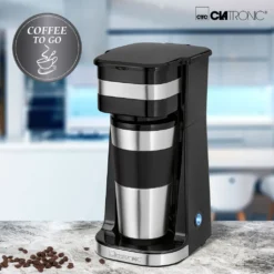 Clatronic KA 3733 Kaffeemaschine Für Coffee To Go, Inkl. 0,4 Liter Kaffeebecher Aus Edelstahl, Ideal Für Auto, Büro Und Unterwegs, Schwarz -Küchenutensilien afad1751e27a4d22948abeb37c7051db