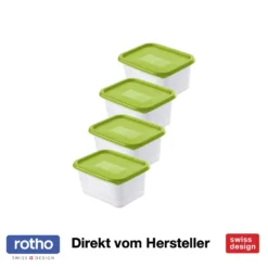 Küchenutensilien 32 ROTHO Set Gefrierdosen 4 X 0.75 L DOMINO, Farbe:Limettengrün