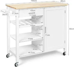 COSTWAY Küchenwagen Auf Rollen, Kücheninsel Mit Schublade, Weinregal, Offene Regale & Handtuchhalter, Platzsparender Servierwagen, Für Küche, Esszimmer, Bar, Weiß 15 COSTWAY Küchenwagen Auf Rollen, Kücheninsel Mit Schublade, Weinregal, Offene Regale & Handtuchhalter, Platzsparender Servierwagen, Für Küche, Esszimmer, Bar, Weiß -Küchenutensilien b3b734fc4f13120898a051c52c8cf395