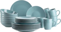 Mäser 931770 Kombiservice Elissa Für 6 Personen, Steinzeug, Türkis (1 Set, 24-teilig)