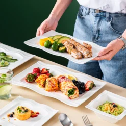 MALACASA, Serie Mario, Cremeweiß Porzellan Tafelservice 28 Tlg. Set Geschirrset Kombiservice Mit Dessertteller, Speiseteller, Suppenteller, Müslischalen, Servierplatte, Salz- Und Pfefferdosen -Küchenutensilien bb16a95b0e459166aa58edd8d3fcda4e