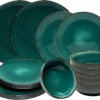 Tafelservice - Blaugrün - Keramik - Für 6 Personen - Mit Prägung -Küchenutensilien bf9bc562d8366ce3ae0d0ffc2d337288