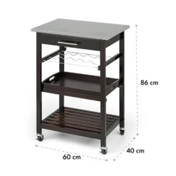 Klarstein Vermont - Küchenwagen, Servierwagen, Küchenrollwagen, 4 Etagen, DREI Ablagen, Herausnehmbare Schublade, Flaschenablage, Edelstahl-Arbeitsplatte, Echtholz, Rollen, Dunkelbraun 17 Klarstein Vermont - Küchenwagen, Servierwagen, Küchenrollwagen, 4 Etagen, DREI Ablagen, Herausnehmbare Schublade, Flaschenablage, Edelstahl-Arbeitsplatte, Echtholz, Rollen, Dunkelbraun -Küchenutensilien c294e49cbd6654f97477bfa8d37b3fda