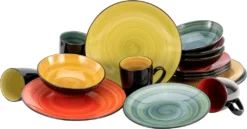 CreaTable 20210 Kombiservice Samoa Für 4 Personen, Steinzeug, Mehrfarbig (1 Set, 16-teilig)