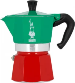 Bialetti - Moka Express Collection Italia (Tricolour), 3-Tassen-Kaffeemaschine, Aluminium