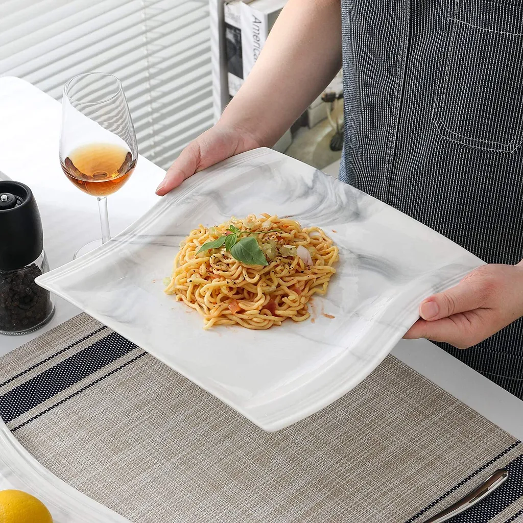 MALACASA, Serie Flora, 32 Tlg. Marmor Porzellan Geschirrset Kombiservice Tafelservice Mit 6 Schalen, 6 Dessertteller, 6 Suppenteller, 6 Speiseteller, 6 Becher Und 2 Rechteckige Servierplatte 7 MALACASA, Serie Flora, 32 Tlg. Marmor Porzellan Geschirrset Kombiservice Tafelservice Mit 6 Schalen, 6 Dessertteller, 6 Suppenteller, 6 Speiseteller, 6 Becher Und 2 Rechteckige Servierplatte – Bild 5