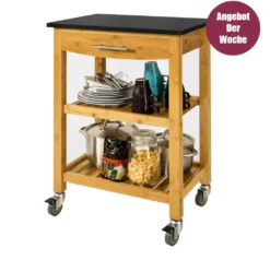 Küchenutensilien 40 SoBuy Servierwagen Küchenwagen Mit Granitarbeitsplatte FKW28-SCH