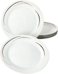 Van Well 18tlg. Kaffee-Service Home Für 6 Personen I 6x Tasse 180ml, 6x Untertasse + 6x Kuchenteller I Porzellan-Geschirr Mit Streifen In Grau, Schwarz & Creme I Kaffeepott, Dessert-Teller -Küchenutensilien dbeb9a2d201adc8566706dd0911f7c38