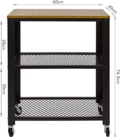 Meerveil Retro Servierwagen, 3 Ebenen Küchenwagen, Rollwagen Auf 4 Rollen, Küchenregal Aus Holz Und Metall, Für Küche Und Wohnzimmer, Vintagebraun-schwarz 14 Meerveil Retro Servierwagen, 3 Ebenen Küchenwagen, Rollwagen Auf 4 Rollen, Küchenregal Aus Holz Und Metall, Für Küche Und Wohnzimmer, Vintagebraun-schwarz -Küchenutensilien dd34de2b6af3f4a180116c6ce75eeec4