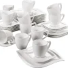 MALACASA, Serie Elvira, 36 Teilig Cremeweiß Porzellan Geschirrset Tafelservice Kaffeeservice Mit Tassen, Untertassen, Dessertteller Für 12 Person -Küchenutensilien e66edc14515b17440c1eb8973846b840