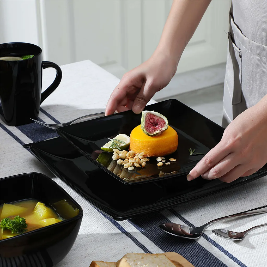 Vancasso Tafelservice »SOHO« 16-tlg. Porzellan Teller Set, Kombiservice Tafelset Mit Kaffeetassen, Müslischalen, Schwarz 5 Vancasso Tafelservice »SOHO« 16-tlg. Porzellan Teller Set, Kombiservice Tafelset Mit Kaffeetassen, Müslischalen, Schwarz – Bild 3