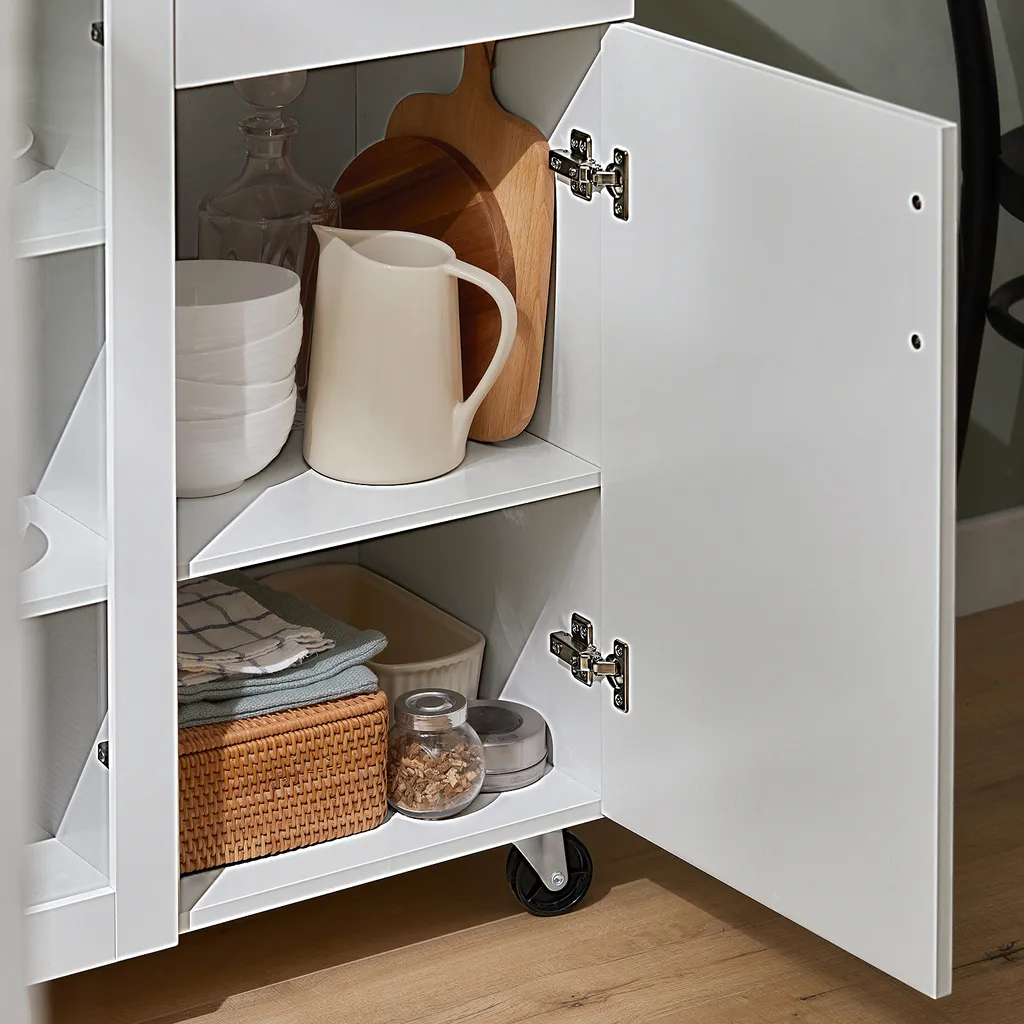 SoBuy FSB57-W Sideboard Auf Rollen Küchenwagen Küchenschrank Rollwagen Aufbewahrungsschrank Küchekommode Küchentrolley Weiß BHT Ca.: 116x86x40cm 9 SoBuy FSB57-W Sideboard Auf Rollen Küchenwagen Küchenschrank Rollwagen Aufbewahrungsschrank Küchekommode Küchentrolley Weiß BHT Ca.: 116x86x40cm – Bild 7