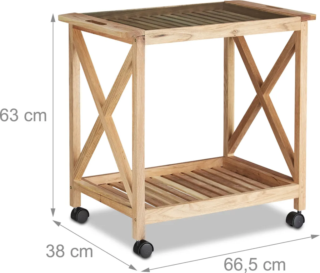 Relaxdays Küchenwagen Aus Walnussholz 6 Relaxdays Küchenwagen Aus Walnussholz – Bild 4